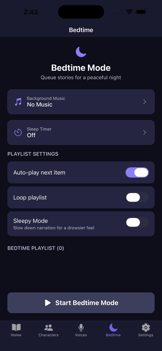 Bedtime mode